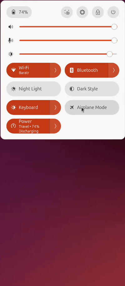 Quick Settings panel